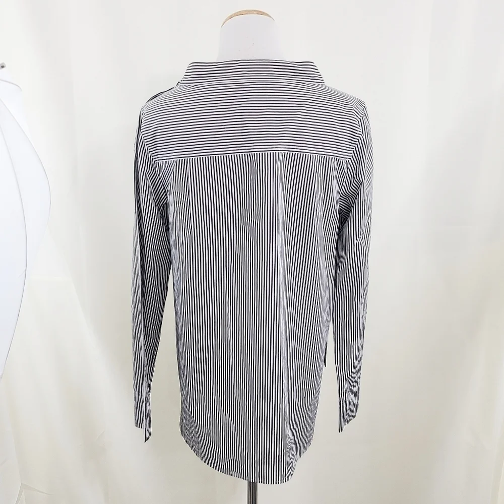 J. Crew Funnelneck striped shirt black and white Long Sleeve Top Women's size 4
